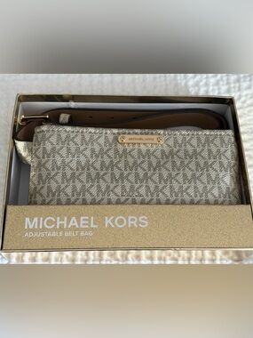 Michael Kors Metallic Gold Logo Accent Belt Bag